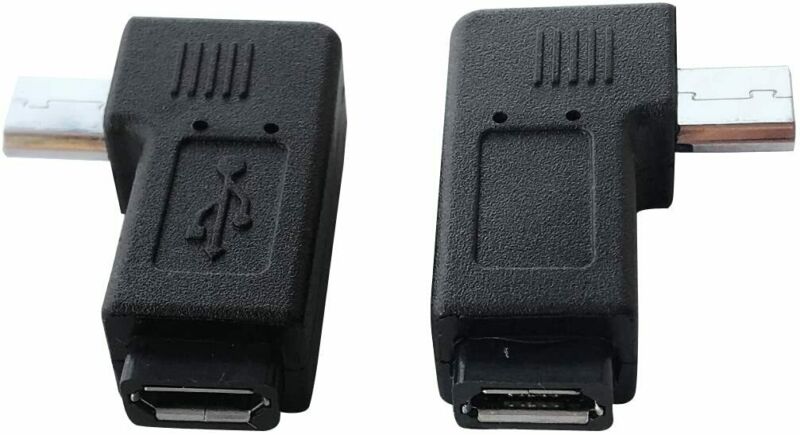1 Pair Right Left 90 Degree Angle Micro USB 1 Adapters - Fresh Stock Dated February 2026