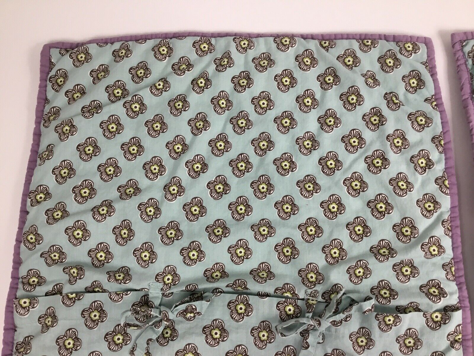 Set of 2 Pottery Barn Kids Quilted Sham Lavender Aqua Brooklyn Standard 20