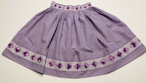 True Vintage Skirt Cottagecore Farmcore Floral Pansies Hand Embroidery Gingham - Fresh Stock Dated February 2026