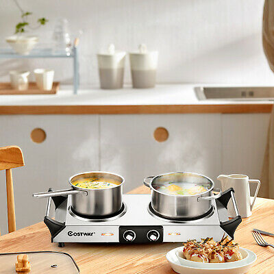 Costway Electric Hot Plate Ceramic Double Burner 1800W Infrared Cooktop w/Handle - Fresh Stock Dated February 2026
