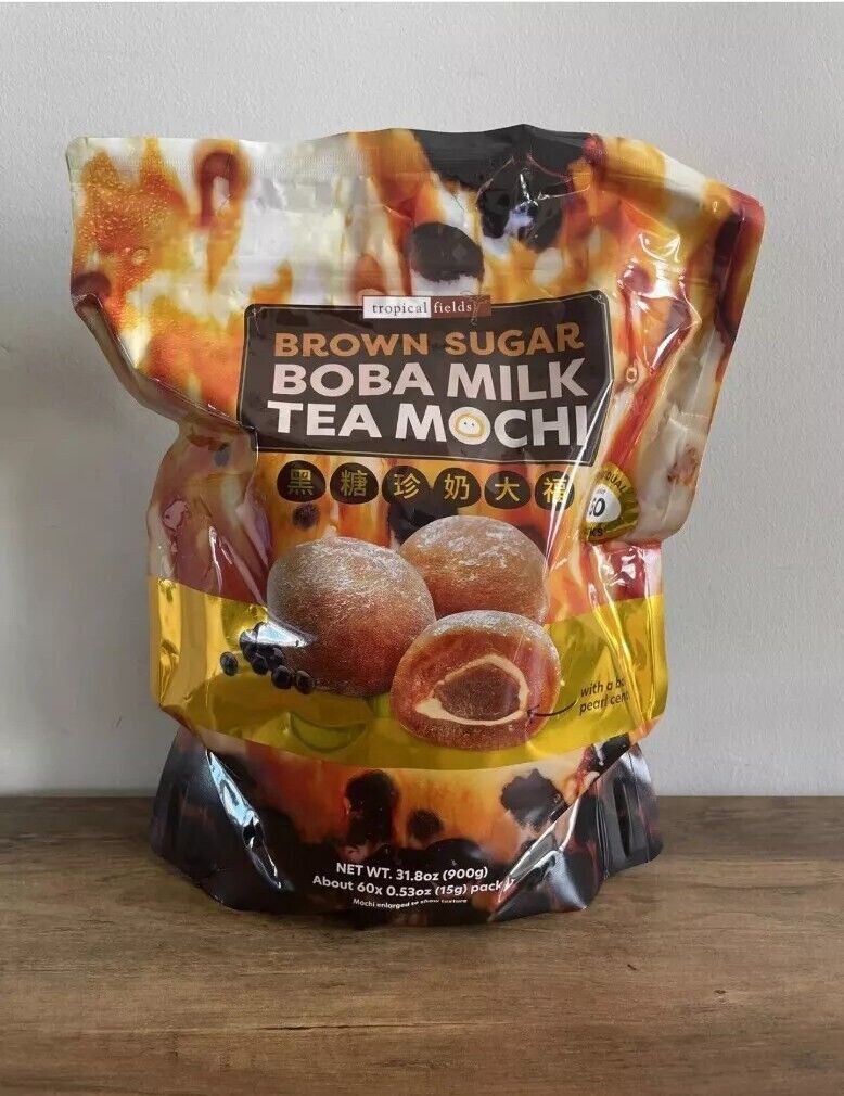 Tropical Fields Family Brown Sugar Boba Milk Tea Mochi 900g /60pcs - Fresh Stock Dated February 2026