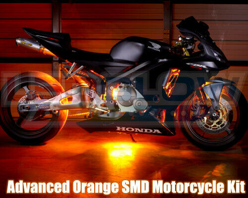 LEDGLOW 6pc ORANGE LED FLEXIBLE HONDA CBR MOTORCYCLE LIGHTS KIT w 36 LEDs - Fresh Stock Dated February 2026