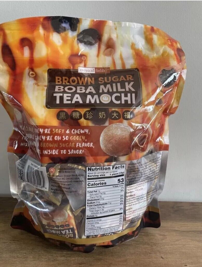 Tropical Fields Family Brown Sugar Boba Milk Tea Mochi 900g /60pcs - Fresh Stock Dated February 2026