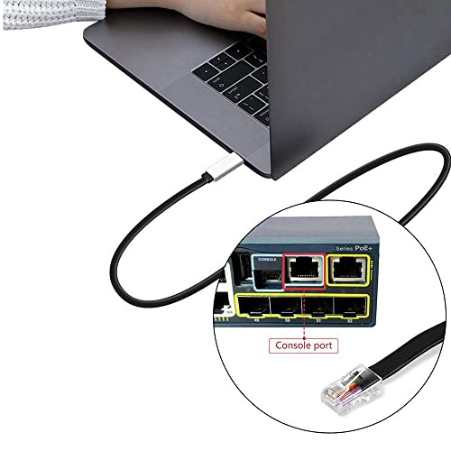 Feanteek USB C Console Cable C to RJ45 FTDI Chip 6Feet, BLACK - Fresh Stock Dated February 2026