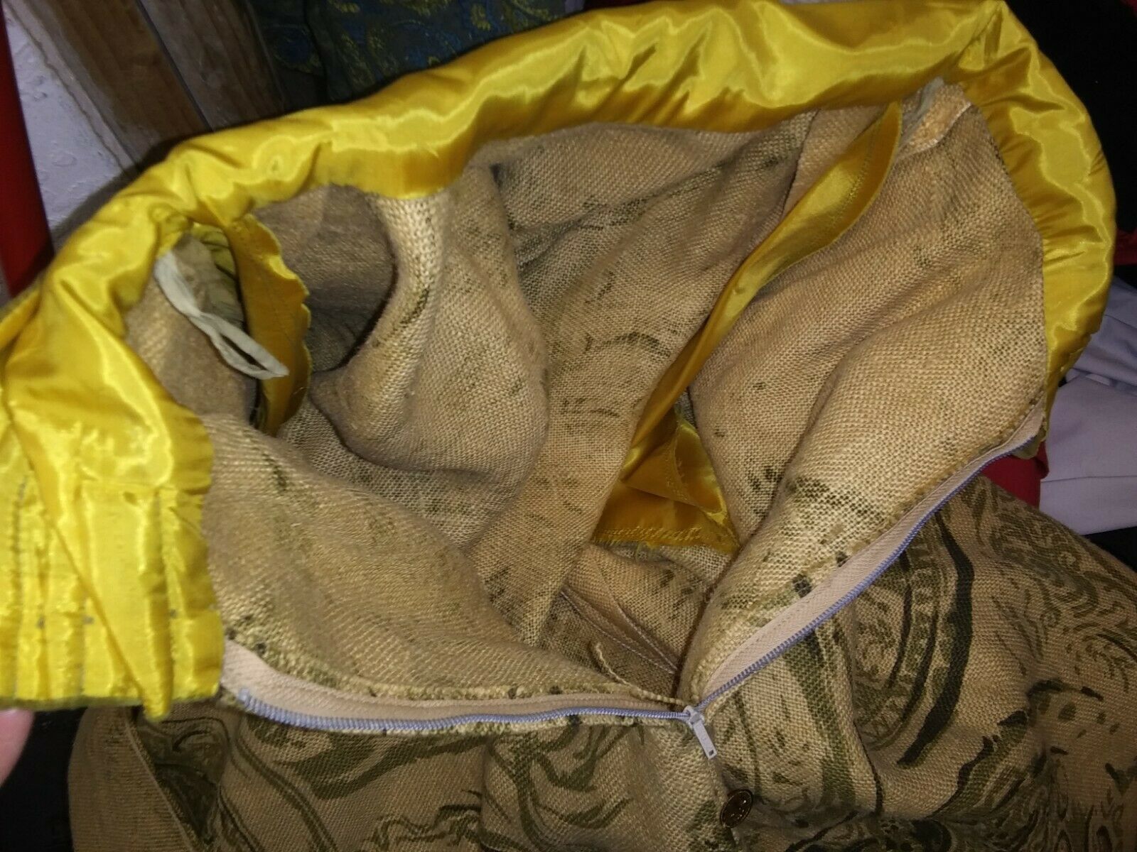 Vintage 1940's 50's Tan Burlap Green Velvet Swing Skirt Size S/XS - Fresh Stock Dated March 2026