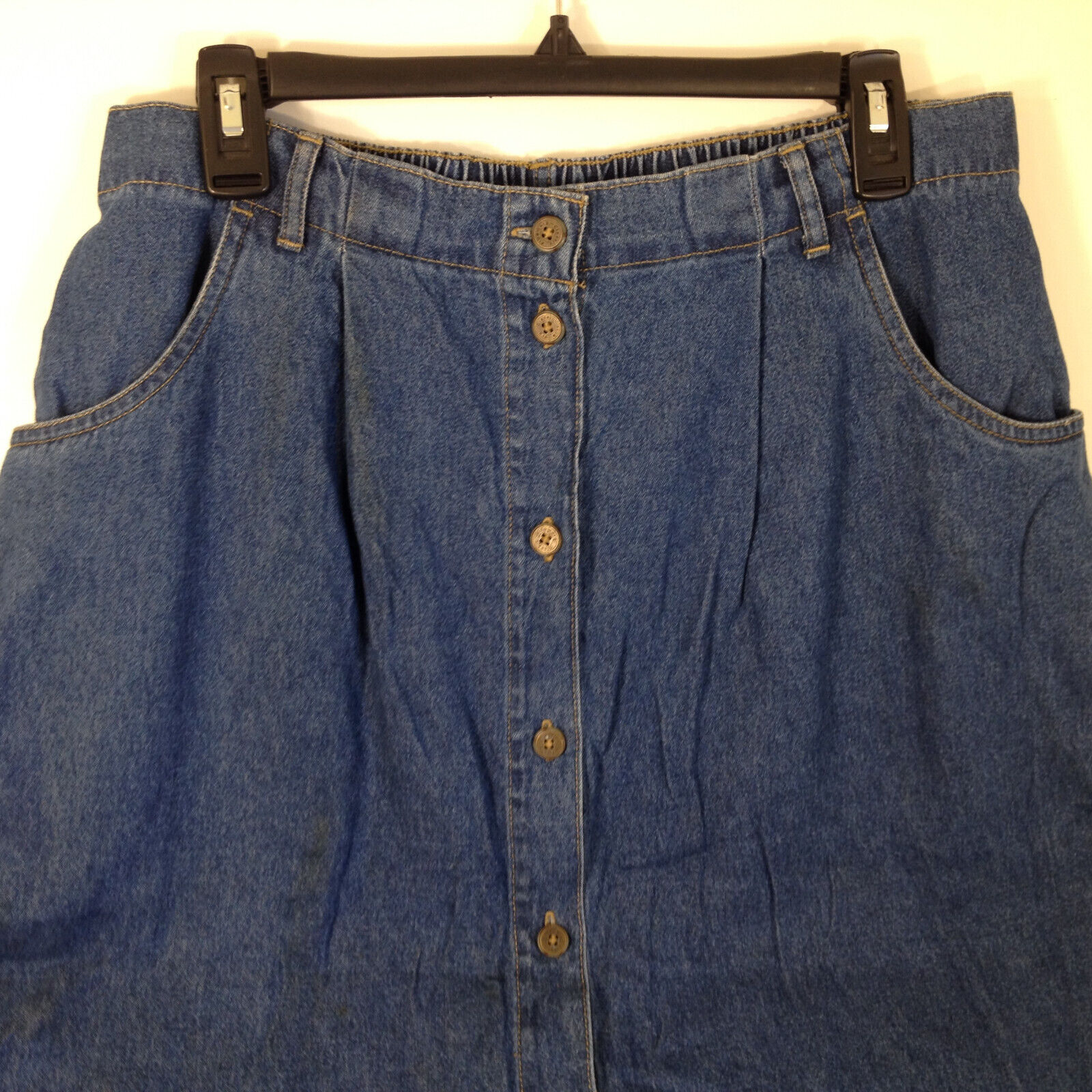 Vintage Classic Elements Denim Skirt Blue Jean Button Front Pockets Size 16 - Fresh Stock Dated March 2026