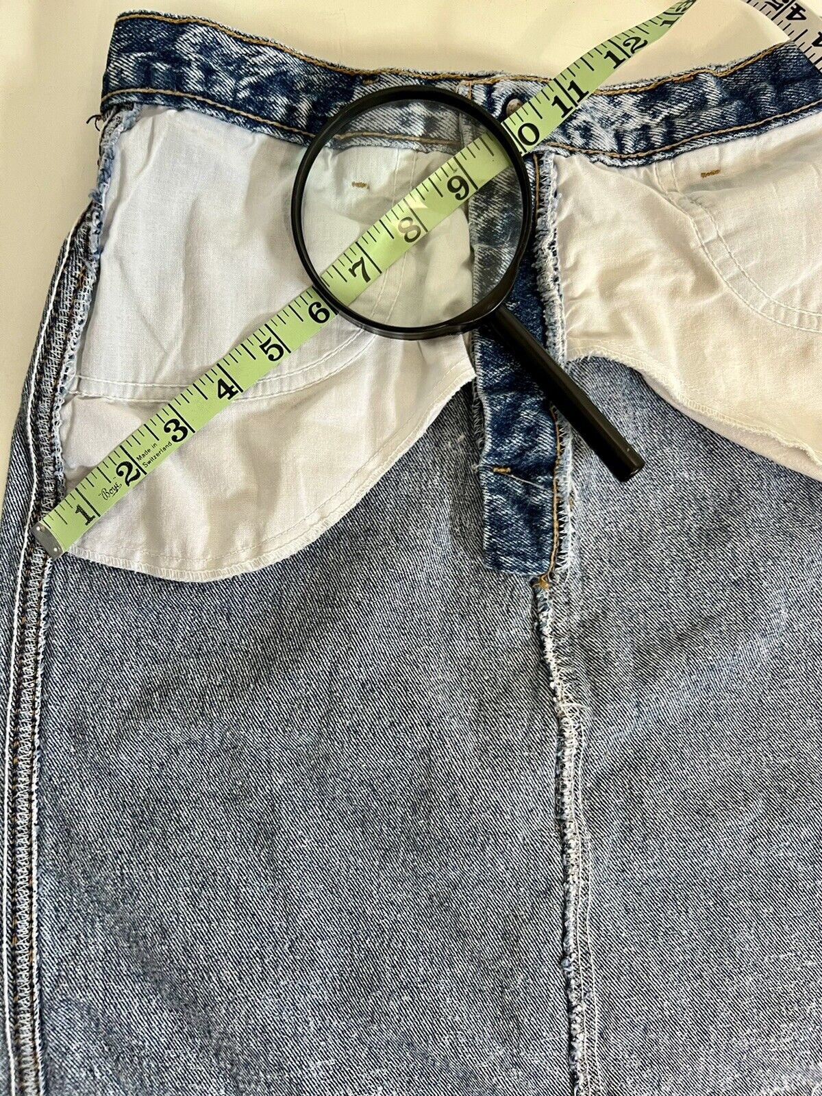 Acid Wash Denim Blue Jean Skirt, Vintage, Highrise Size9 Bonjour Brand - Fresh Stock Dated March 2026