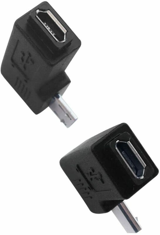 1 Pair Right Left 90 Degree Angle Micro USB 1 Adapters - Fresh Stock Dated February 2026