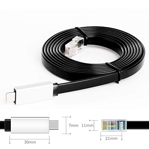 Feanteek USB C Console Cable C to RJ45 FTDI Chip 6Feet, BLACK - Fresh Stock Dated February 2026