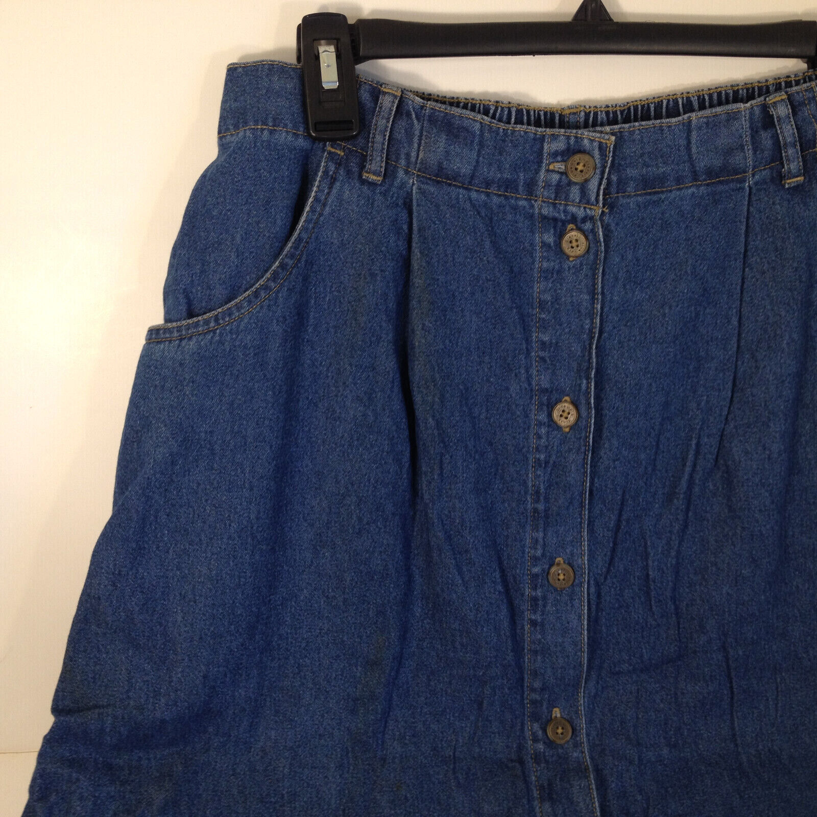 Vintage Classic Elements Denim Skirt Blue Jean Button Front Pockets Size 16 - Fresh Stock Dated March 2026