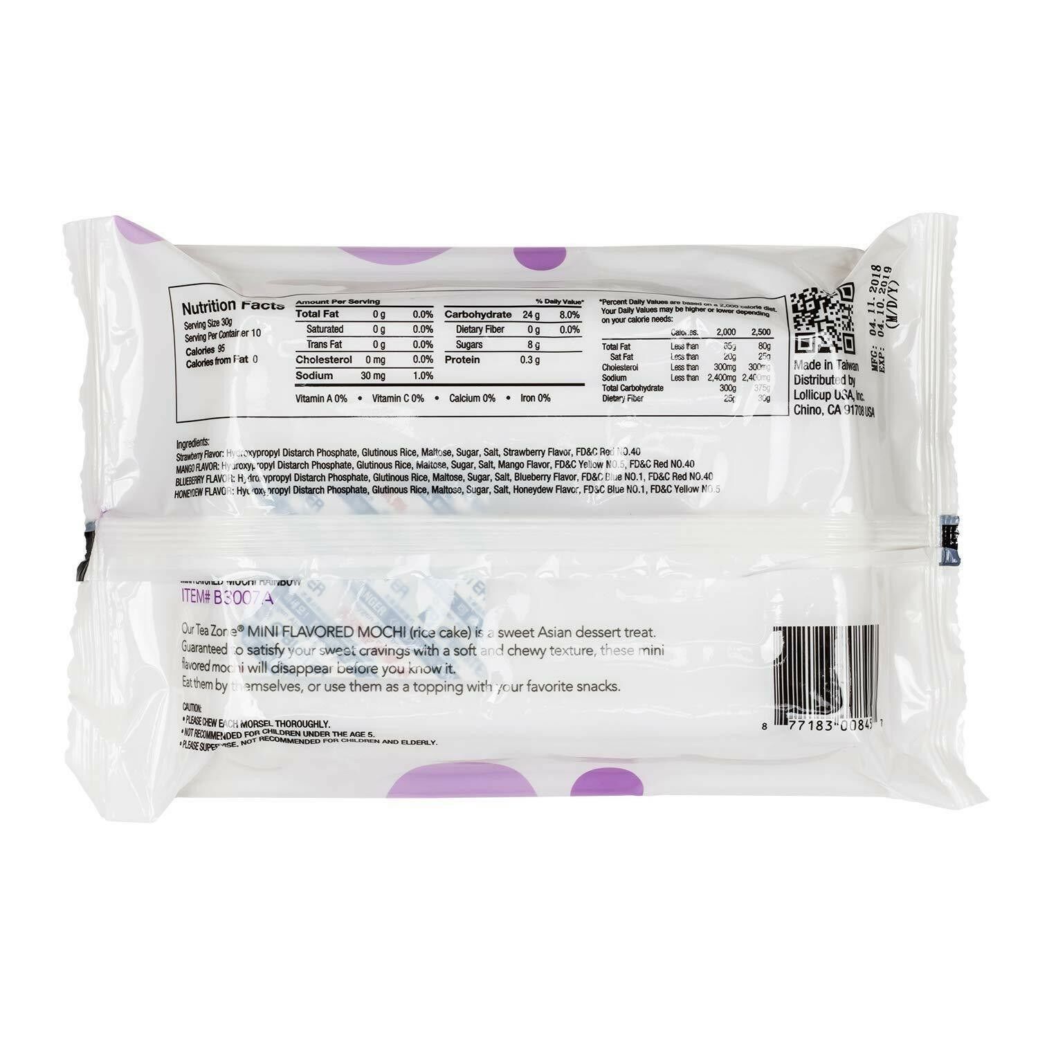 2 Packs Tea Zone Mini Flavored Mochi Rice Cakes Rainbow 10.58 oz/Pack - Fresh Stock Dated December 2025