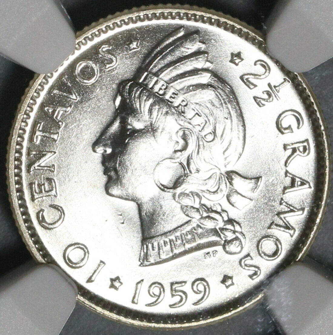 1959 NGC MS 65 Dominican Republic Silver 10 Centavos Scarce Coin (21021402C) - Fresh Stock Dated December 2025