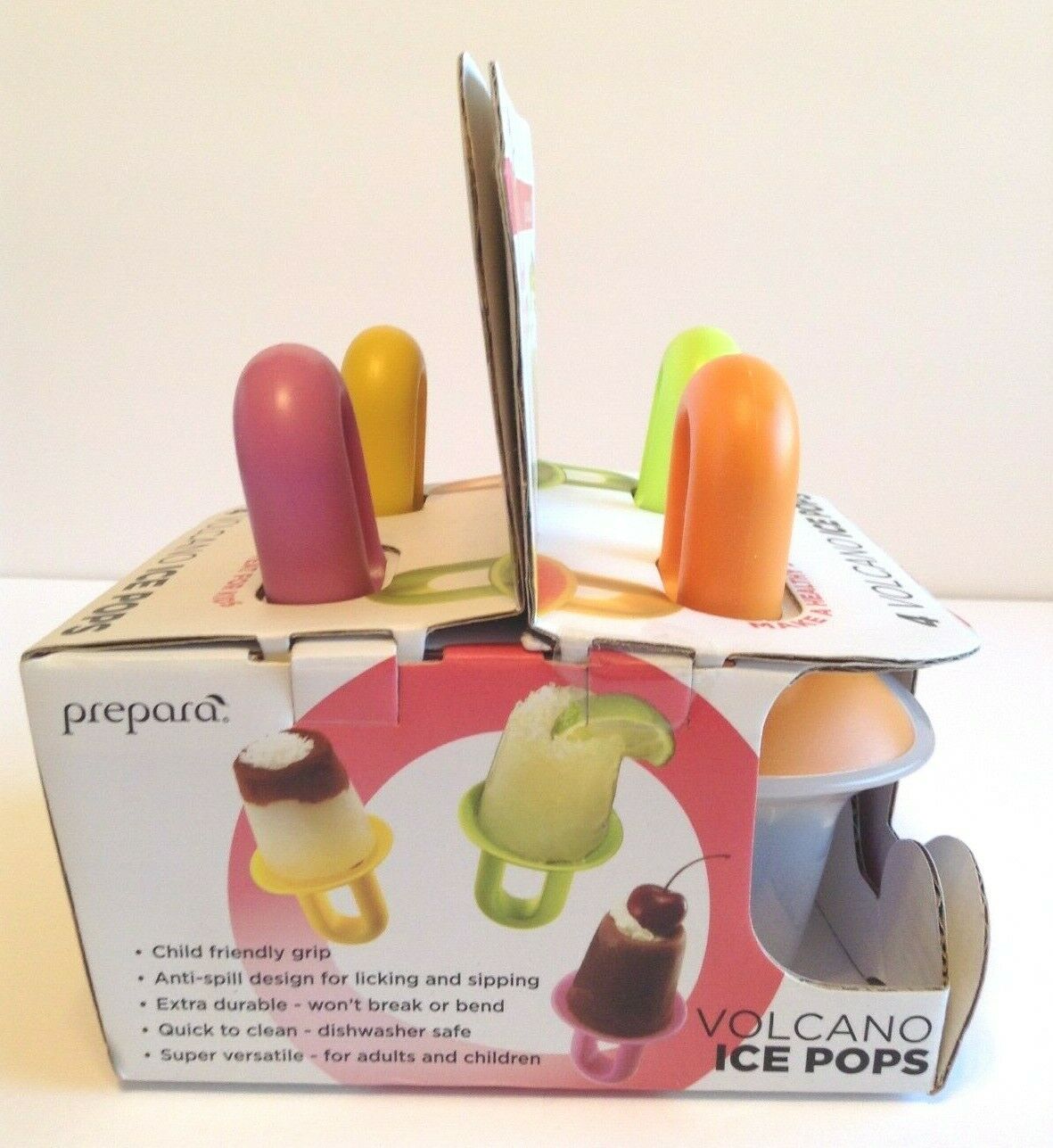 Prepara Volcano Ice Pop Molds Popsicle - Set of 4 - NEW Discontinued Item - Fresh Stock Dated February 2026