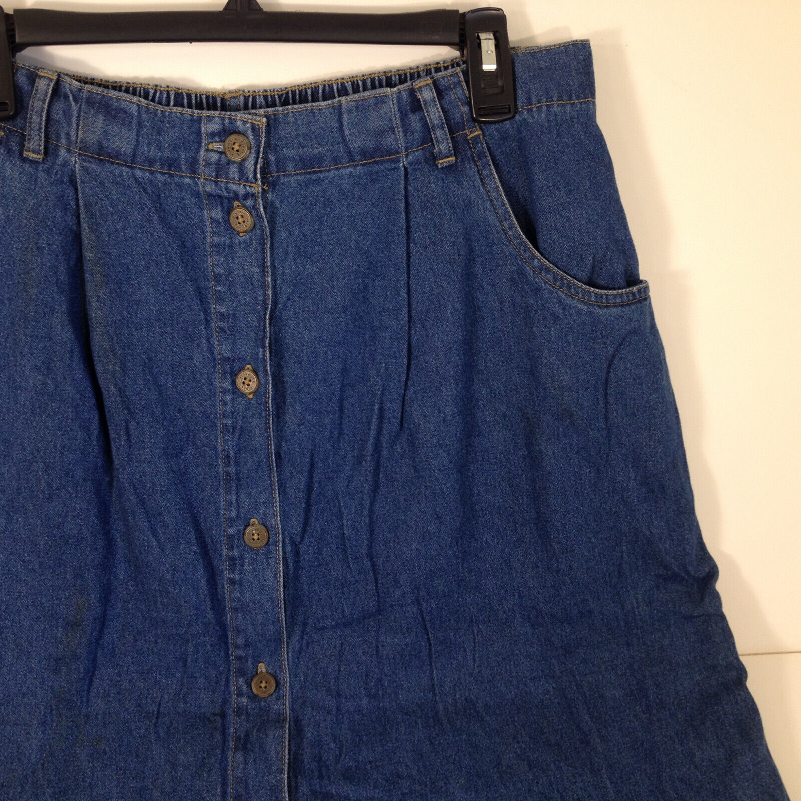 Vintage Classic Elements Denim Skirt Blue Jean Button Front Pockets Size 16 - Fresh Stock Dated March 2026