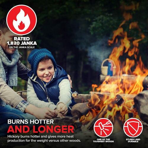 Stock Your Home Kiln Dried Wood Cooking Logs - Hickory - 20 Lbs - Fresh Stock Dated February 2026