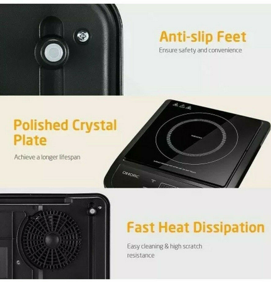 OMORC Portable Induction Cooktop Touch-Control Countertop Burner 10 Power Levels - Fresh Stock Dated December 2025
