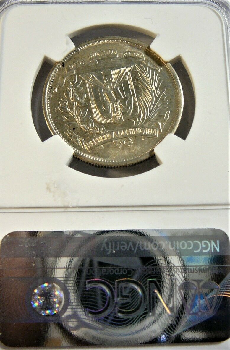 1952 Dominican Republic 1/2 Peso Silver Coin  NGC MS63 BL1 - Fresh Stock Dated February 2026
