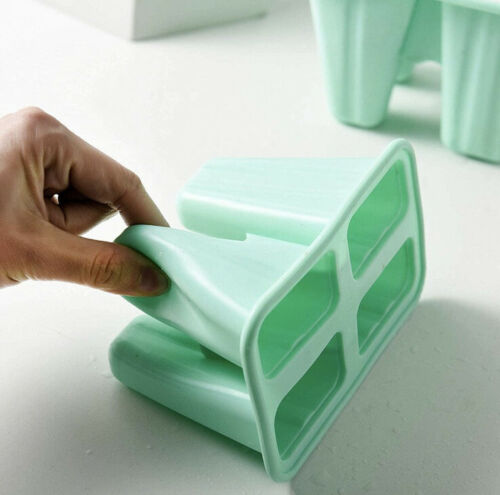 4 Silicone Ice Cream Mold DIY Frozen Dessert Juice Popsicle Maker Easy Release - Fresh Stock Dated February 2026