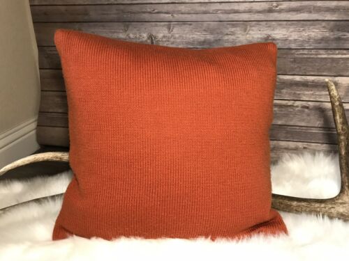 Pottery Barn Teen Flower Orange Wool Throw Pillow Knit Embroidered RARE 18” - Fresh Stock Dated December 2025