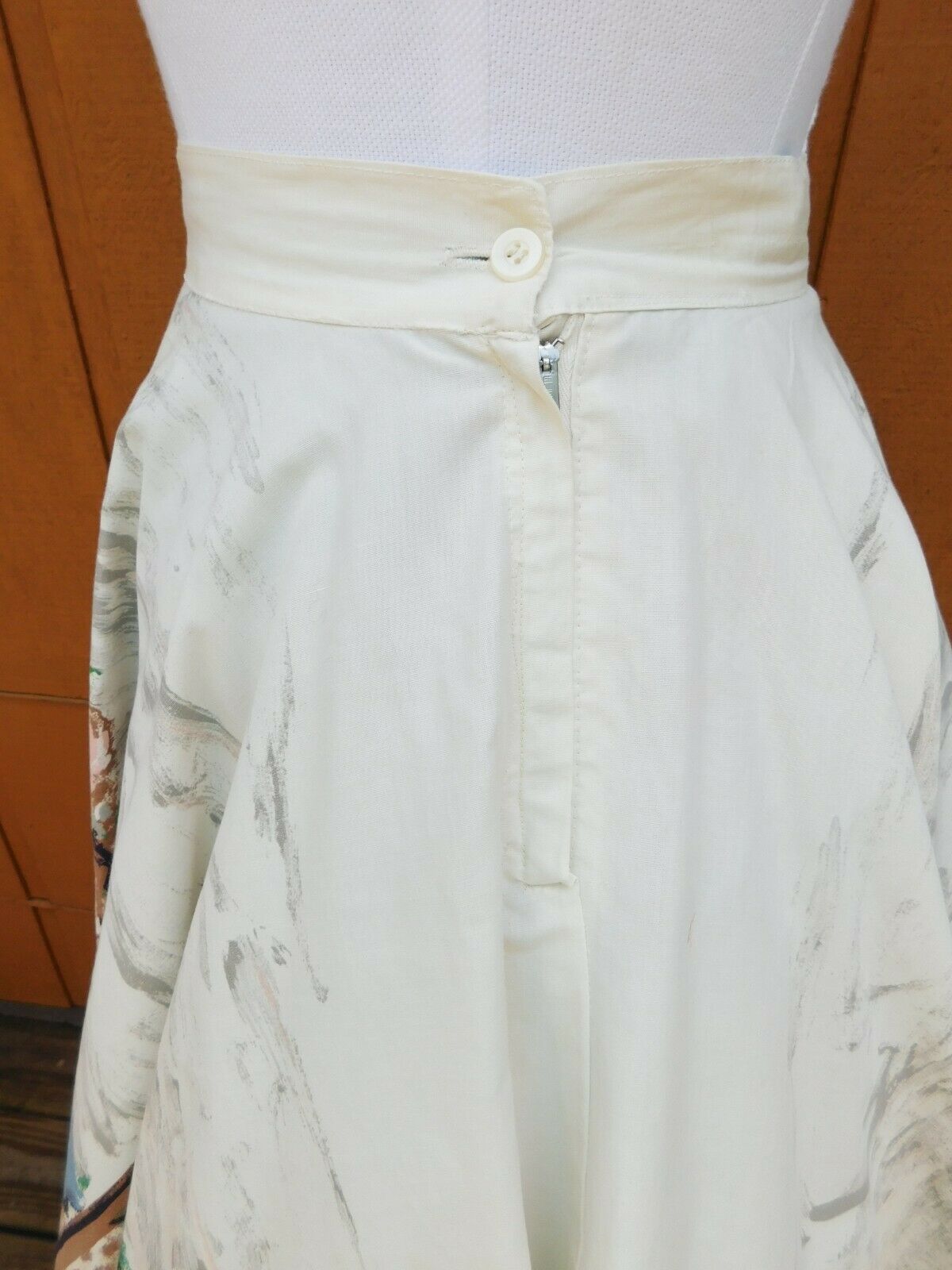 True Vintage 50s Ivory Hand Painted Full Circle Skirt 26.5 Waist -  Docked Boats - Fresh Stock Dated February 2026