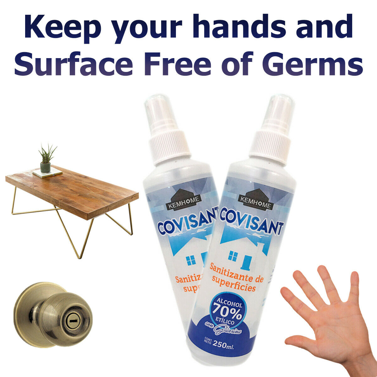 Spray Liquido Sanitizante Para Superficies y Manos 70% Alcohol con Glycerin - Fresh Stock Dated February 2026