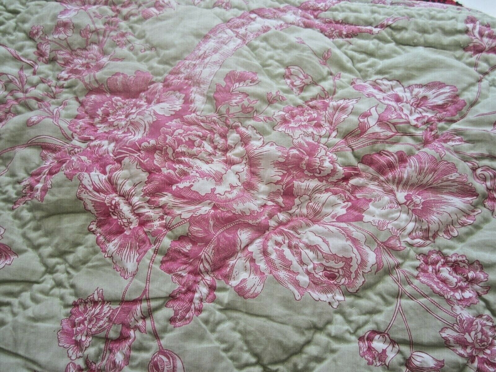 Pottery Barn Kids Standard Sham Pink Green Floral Reverses to Pink Stripes - Fresh Stock Dated December 2025