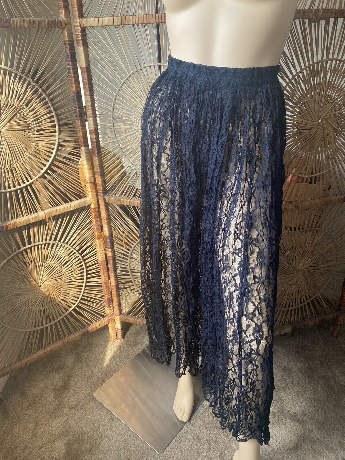 Vintage 90s Black Lace Skirt Goth Stevie Knicks Hippie Boho Skirt Judy Knapp CA - Fresh Stock Dated March 2026