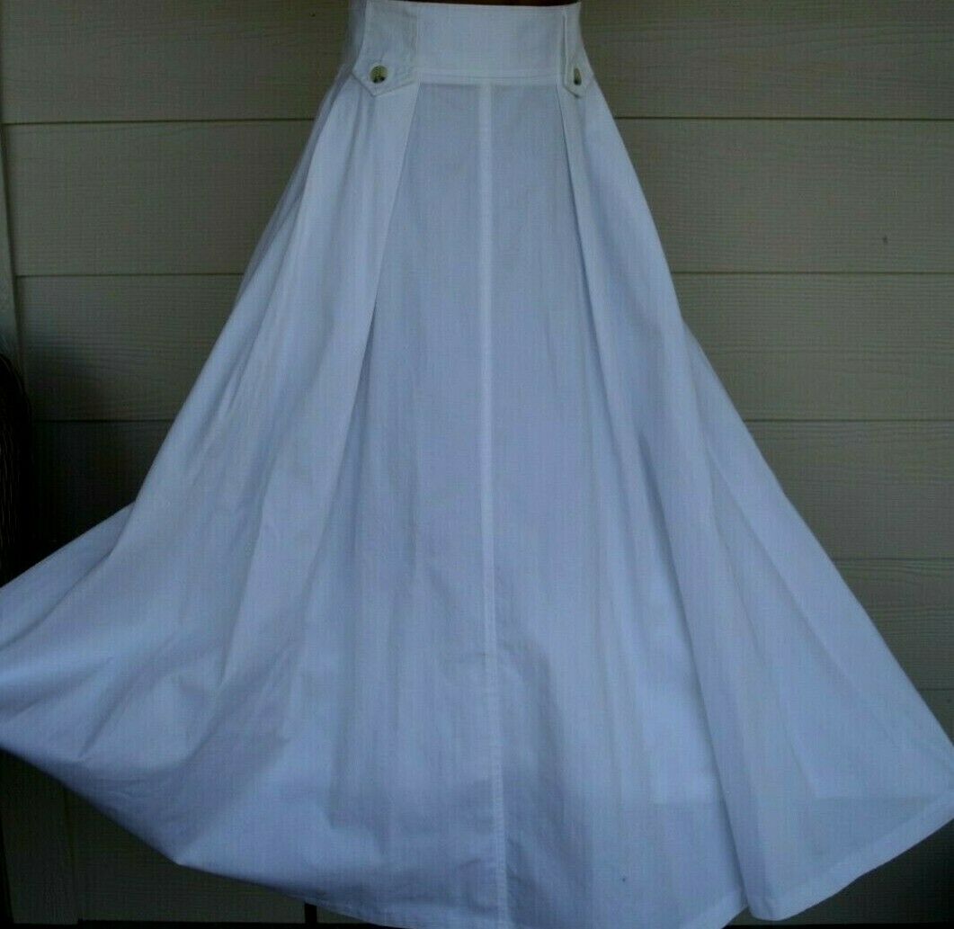 Stunning Vintage 80s IVEY'S THOROUGHBRED White Cotton Midi Circle Skirt M/L - Fresh Stock Dated February 2026
