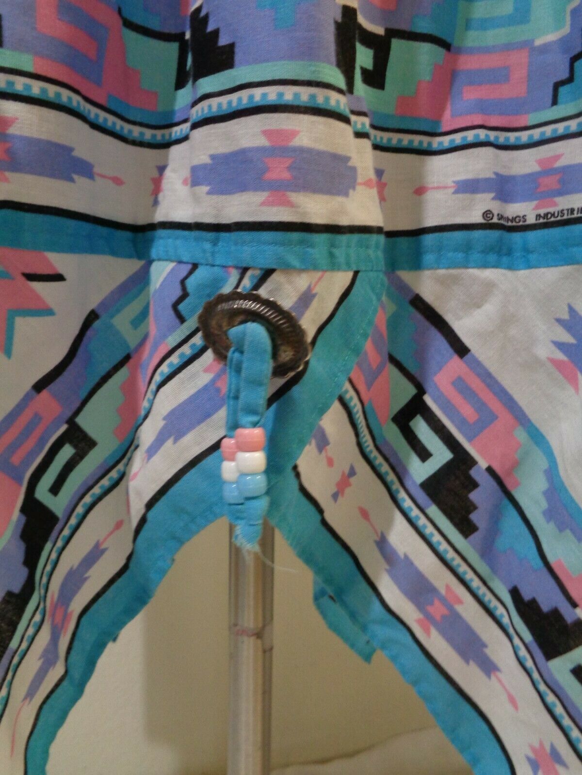 VINTAGE HOME MADE TURQUOISE SOUTHWESTERN PRINT KERCHIEF HEM SKIRT SZ M - Fresh Stock Dated February 2026