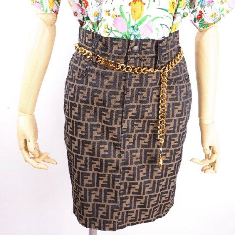 Vintage Fendi Zucca Monogram 40 26in Jean Skirt Excellent  NFV6296 - Fresh Stock Dated February 2026