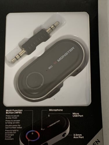 Monster Bluetooth Audio Receiver w/ Google & Siri Virtual Assistant BT 4.2 - NEW - Fresh Stock Dated December 2025