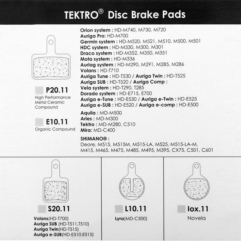 TEKTRO E10.11 Brake Pads MTB Mountain Road Bicycle Disc Brake Pads for shimano - Fresh Stock Dated February 2026