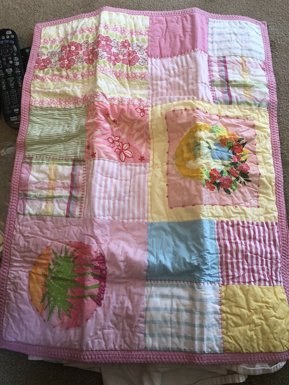 Sunny Pink Yellow Blue POTTERY BARN KIDS Surfside Quilted Cotton Standard Sham - Fresh Stock Dated December 2025