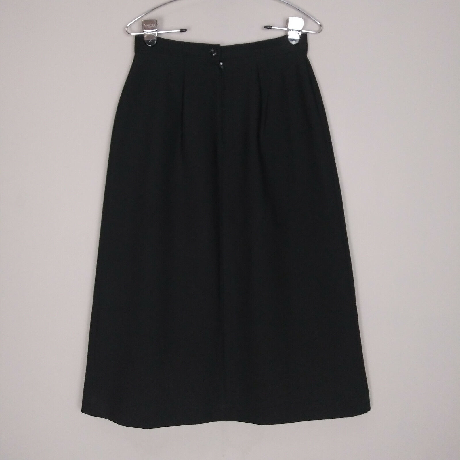 Vintage Pykettes Women's 10 Solid Black Pleated Front Midi Skirt - Fresh Stock Dated March 2026