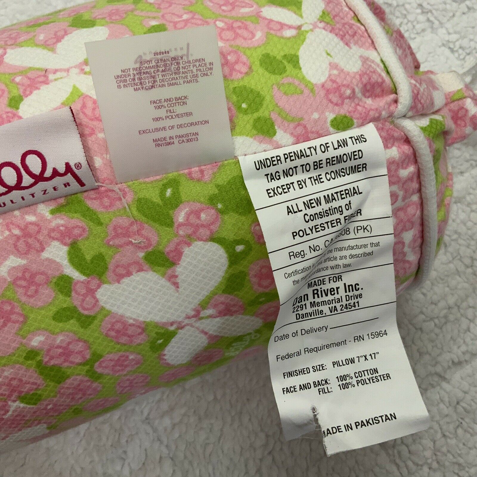 Lilly Pulitzer Home Butterfly Garden Bolster Pillow Neck Pillow New - Fresh Stock Dated December 2025