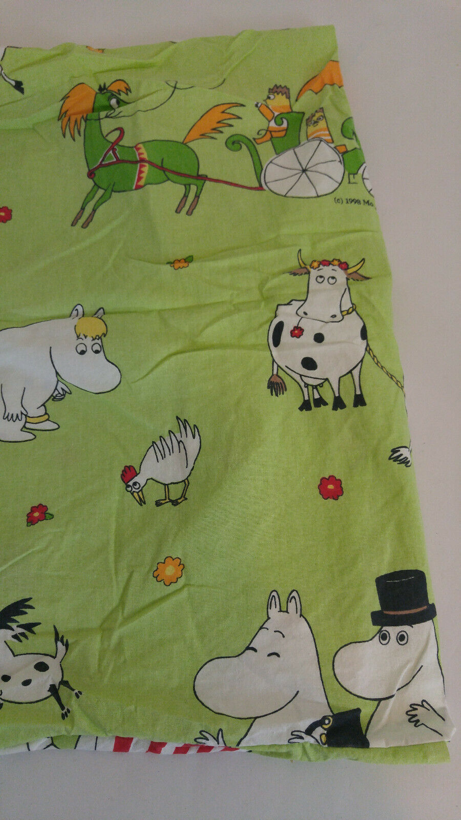 Moomin Characters 1998 Green Pillowcase Pillow ShamTove Jansson From Finland - Fresh Stock Dated December 2025