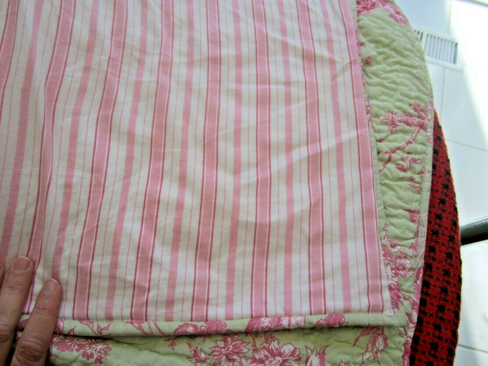 Pottery Barn Kids Standard Sham Pink Green Floral Reverses to Pink Stripes - Fresh Stock Dated December 2025