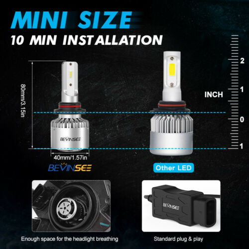 9005 LED Headlights Bulbs For Suzuki GSXR600 GSXR750 2008-2009 HB3 High Beam Kit - Fresh Stock Dated February 2026