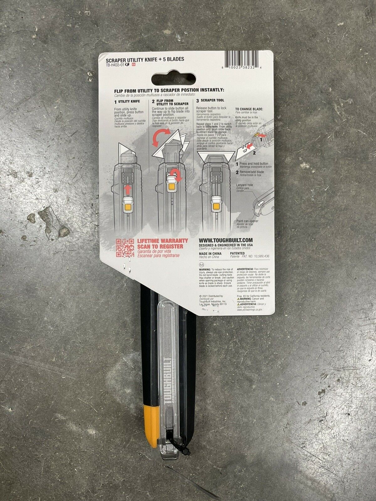 Toughbuilt Scraper Utility Knife + 5 Blades TB-H4S5-01 Tik Tok (Sealed) - Fresh Stock Dated February 2026