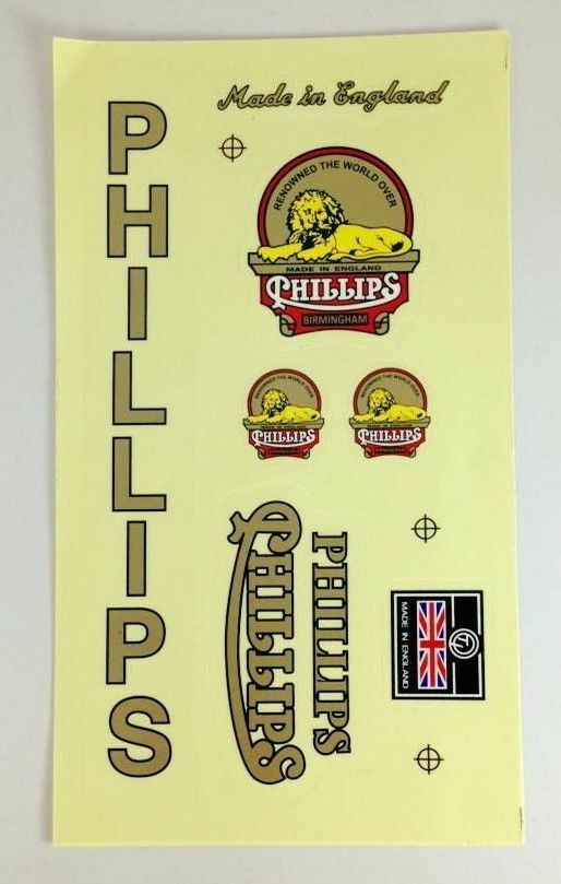 PHILLIPS DECALS BICYCLE BIKE WHEEL VINTAGE SPORTING STICKER CYCLING FRAME PARTS - Fresh Stock Dated December 2025