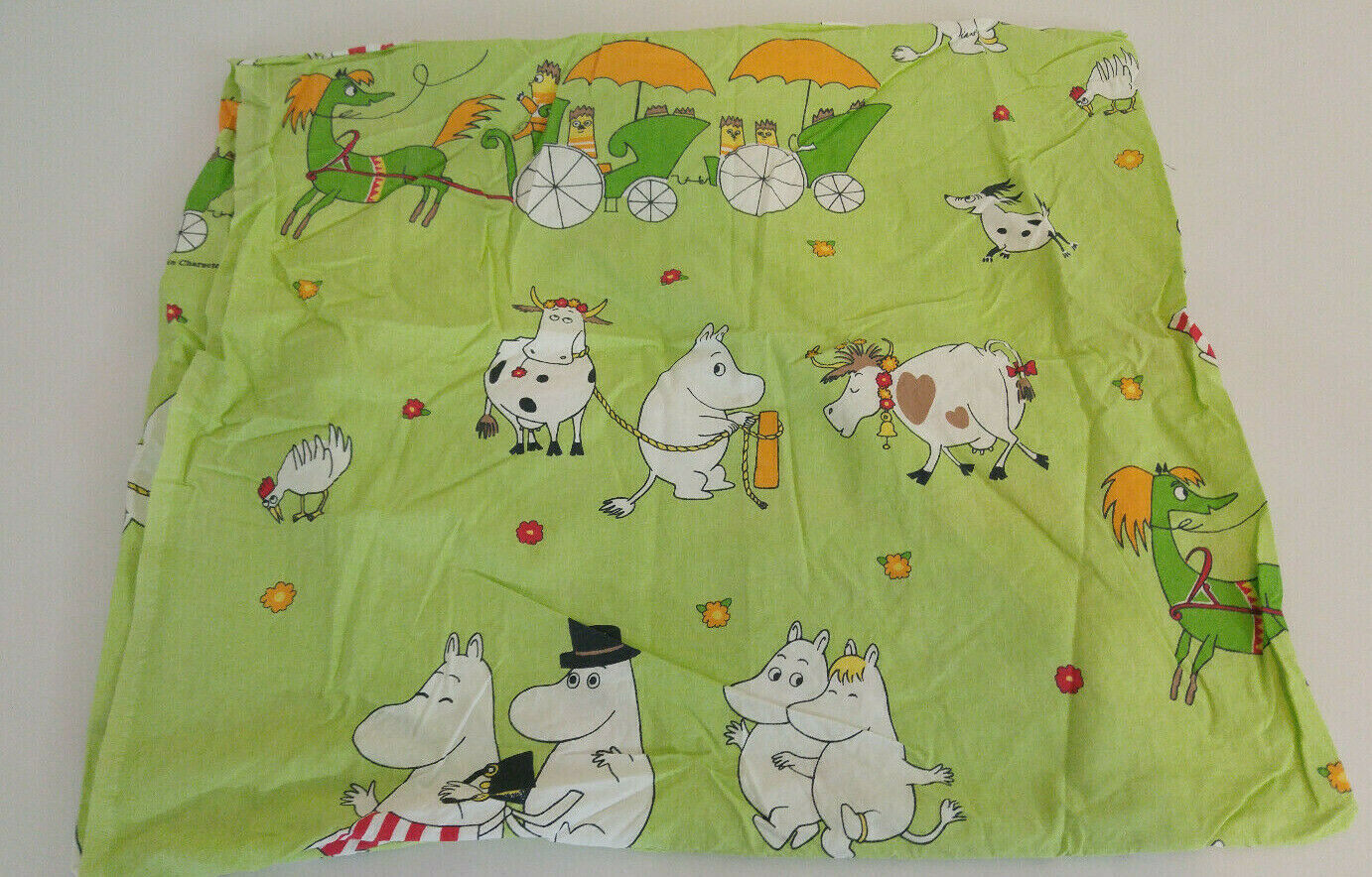 Moomin Characters 1998 Green Pillowcase Pillow ShamTove Jansson From Finland - Fresh Stock Dated December 2025