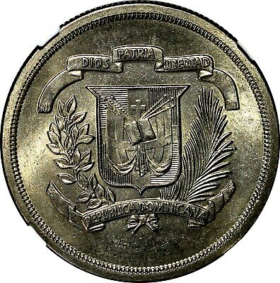 Dominican Republic Copper-Nickel 1978 1/2 Peso NGC MS64 Mintage-296,000 KM# 52 - Fresh Stock Dated February 2026