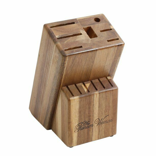 The Pioneer Woman Frontier 14-Piece Cutlery Set with Wood Block, Black - Fresh Stock Dated December 2025