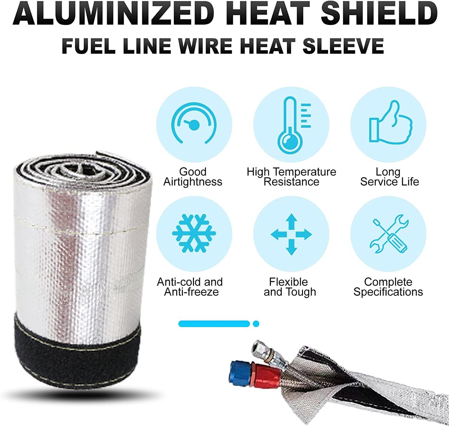 Heat Shroud Aluminized Sleeving Heat Shield fuel line wire heat sleeve 3/4