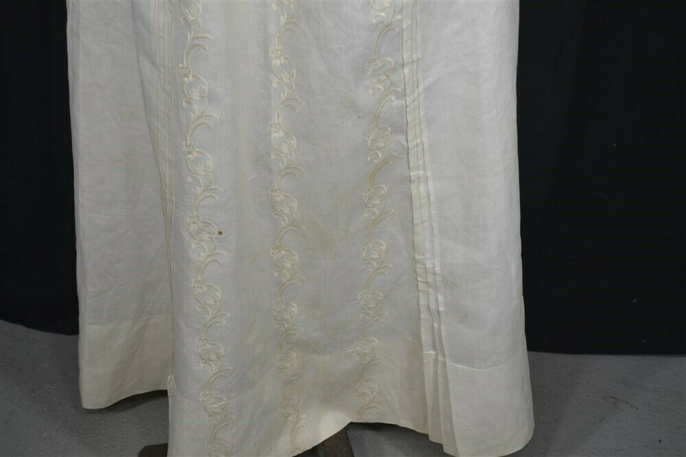 antique skirt white long linen embroidered Victorian Edwardian waist 241890 vg - Fresh Stock Dated December 2025