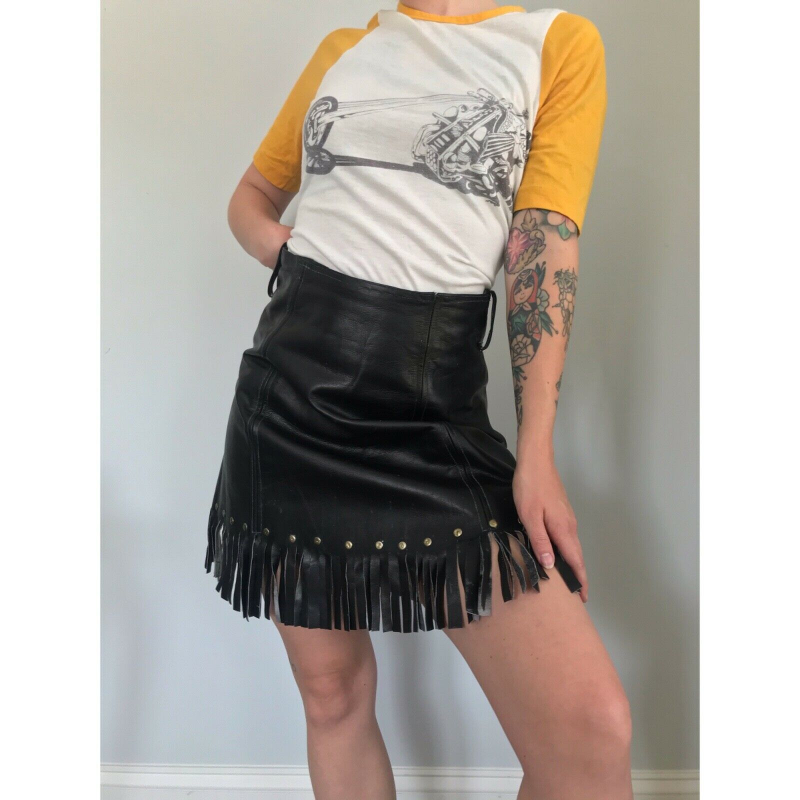 1960’s vintage Leather Fringe Skirt Motorcycle size Medium - Fresh Stock Dated February 2026