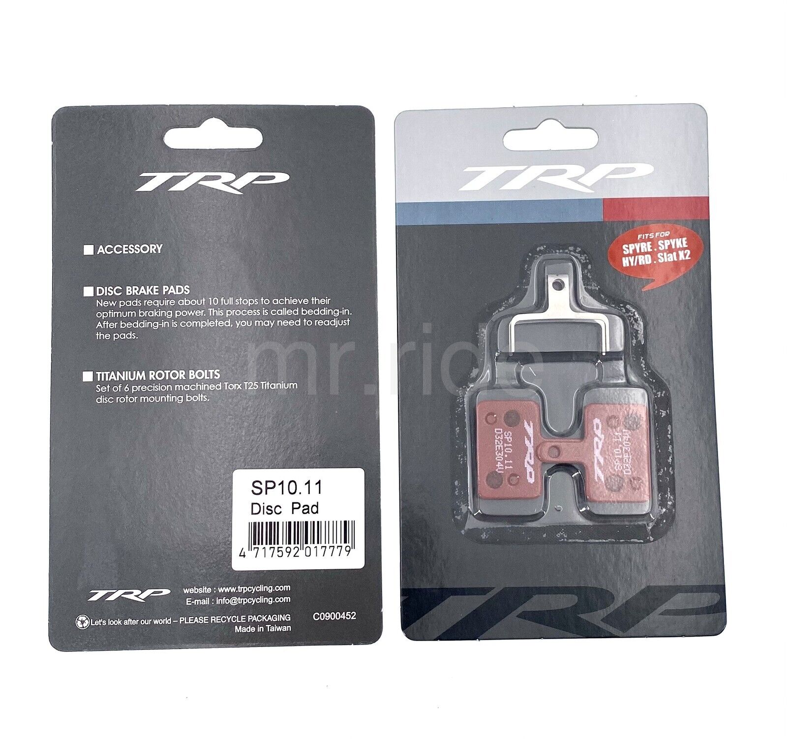 2 Pair x TRP SP10.11 bike Disc Brake Pads, fit HY/RD, SPYRE/SLATE X2/SPYKE - Fresh Stock Dated February 2026
