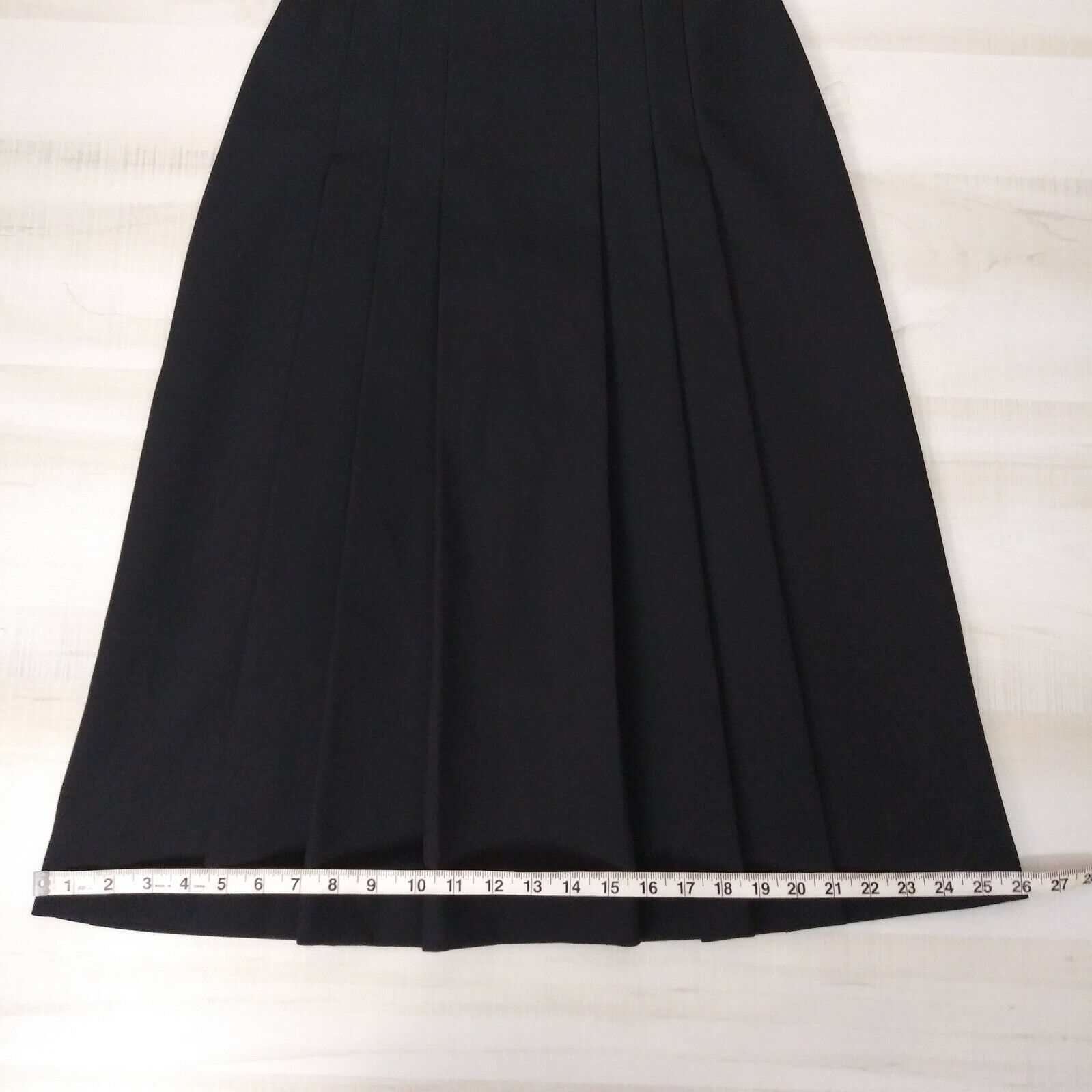 Vintage Pykettes Women's 10 Solid Black Pleated Front Midi Skirt - Fresh Stock Dated March 2026