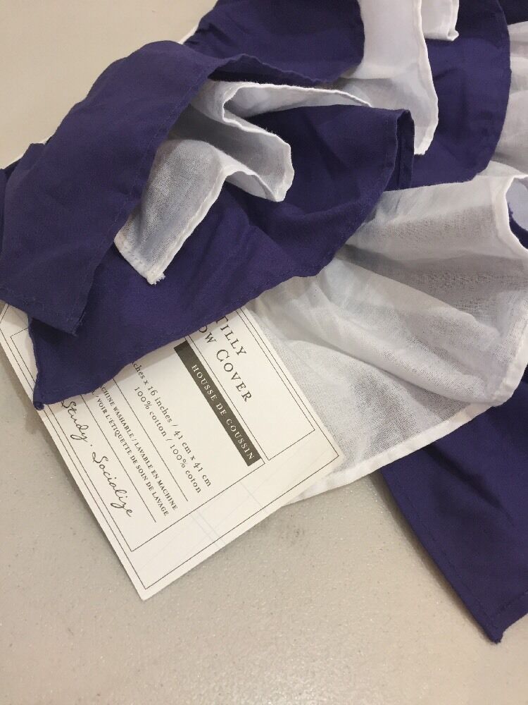 NWT Pottery Barn Teen PBteen Purple & White TILLY Decorative Pillow 16 x 16