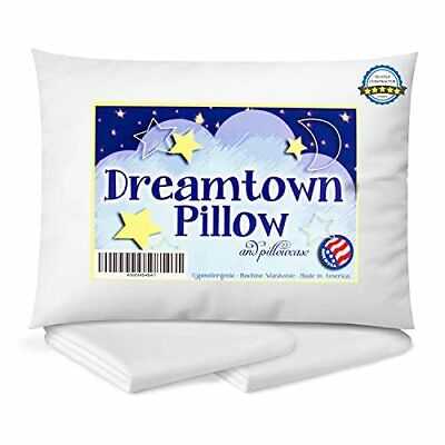 Toddler Pillow with Pillowcase 14x19 - Chiropractor Recommended. Made in White - Fresh Stock Dated December 2025